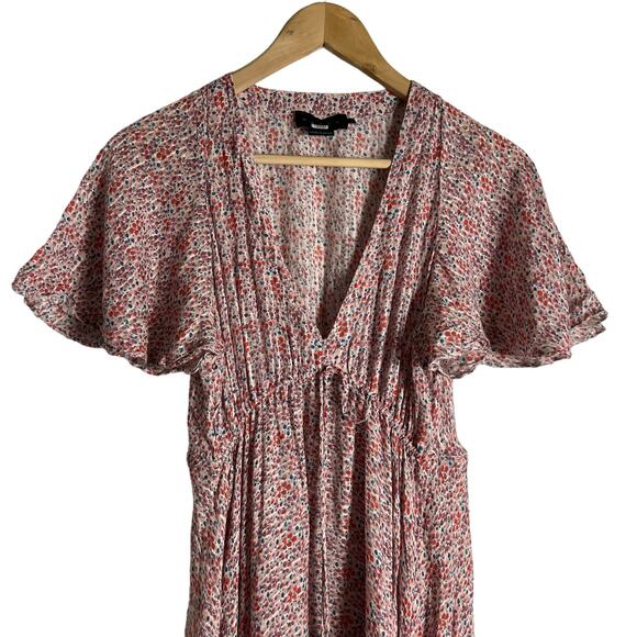 Hatch The Margarette Maternity Printed Flutter Sleeve V-Neck Maxi Dress Size S - Picture 6 of 14